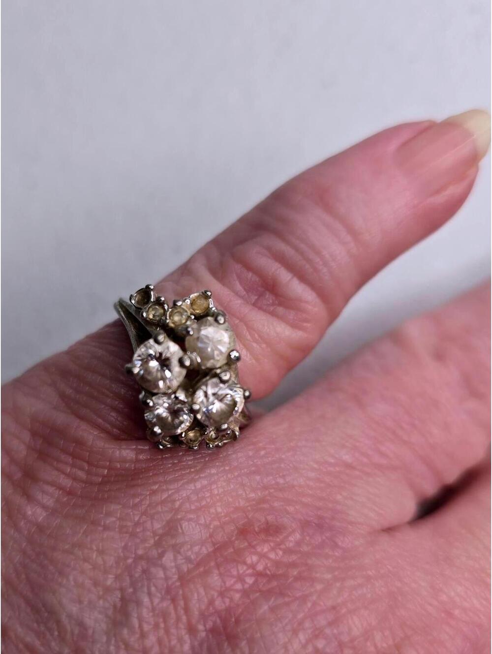 Vintage Park Lane Cubic Zirconia Cluster Ring Silver Tone sz 7.5